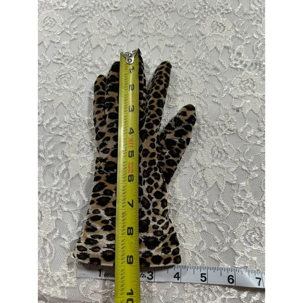 Vintage Leopard Print Thinsulate Insulated Velvet Gloves Fall Glam Boho Chic